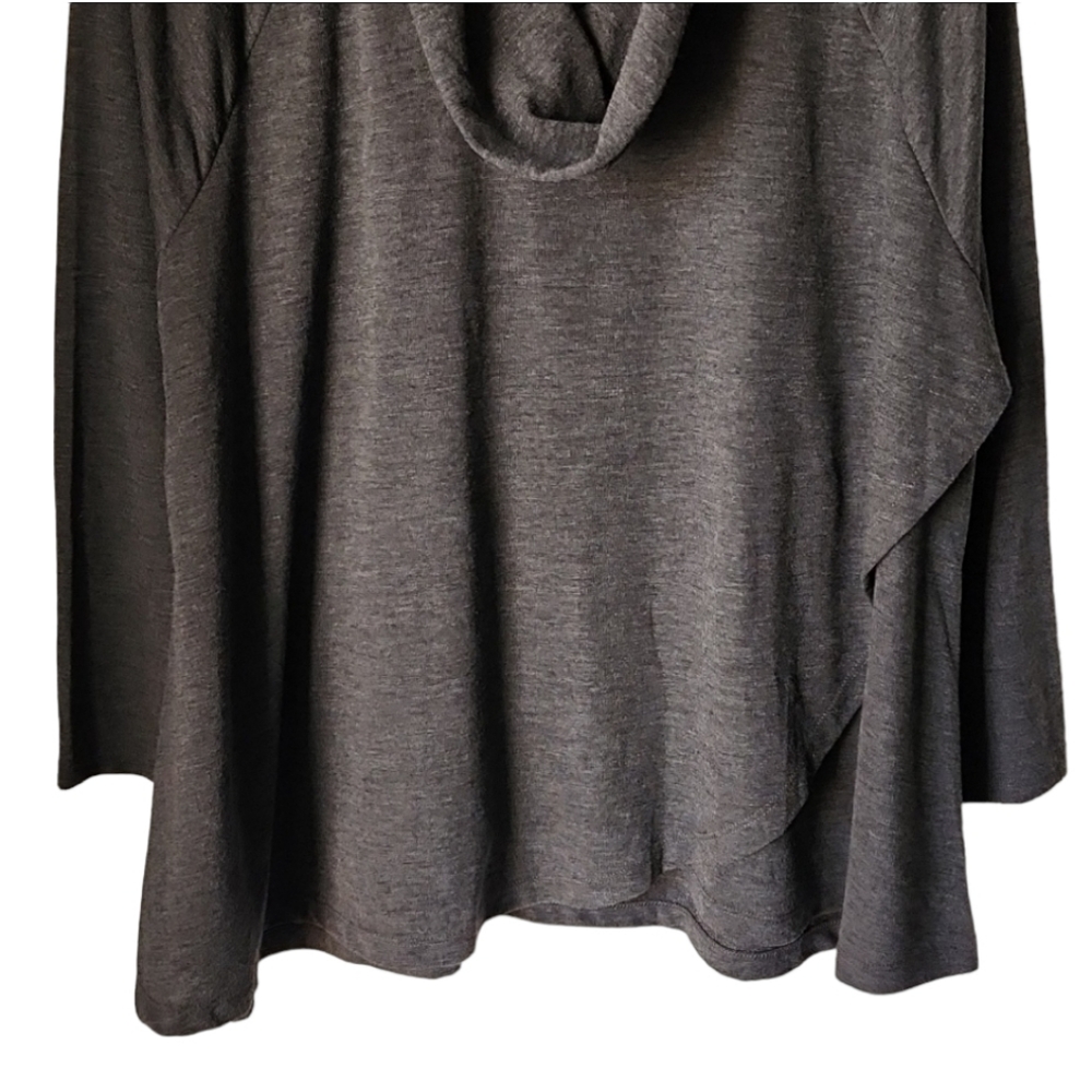 Gray Cowl Neck Tunic Top 3X Plus Size Cozy Knit Long Flowy Loungewear Charcoal - Picture 11 of 16